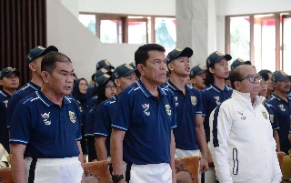 Danrem 043/Gatam Hadiri Pelepasan Kontingen Lampung Untuk PON XXI Aceh-Sumatera Utara Tahun 2024