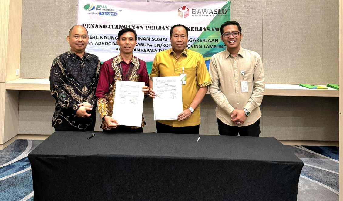 Bawaslu Way kanan  Mou Dengan BPJS Ketenagakerjaan Lampung.