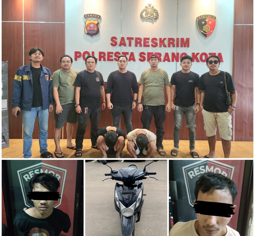 Satreskrim Polresta Serang Kots berhasil amankan pelaku pencurian motor sekaligus dengan penadahnya.