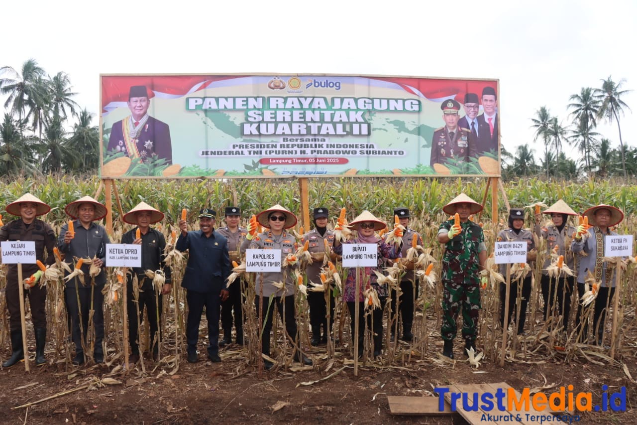 Kapolres Lampung Timur Hadiri Panen Raya Jagung Serentak Kuartal II