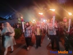 Festival 1000 Obor ke-48 Meriahkan Malam Takbiran di Desa Batang Harjo, Lampung Timur