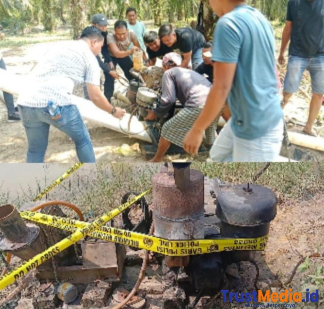 Satuan Unit Tindak Pidana Tertentu (Tipiter) Polres Lampung Timur menggerebek penambangan pasir liar