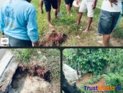 Antisipasi Banjir, Pemuda RT 06 RW 02 Kelurahan Sumbersari Bantul Metro Selatan Timbun Lobang Tanggul Ledeng