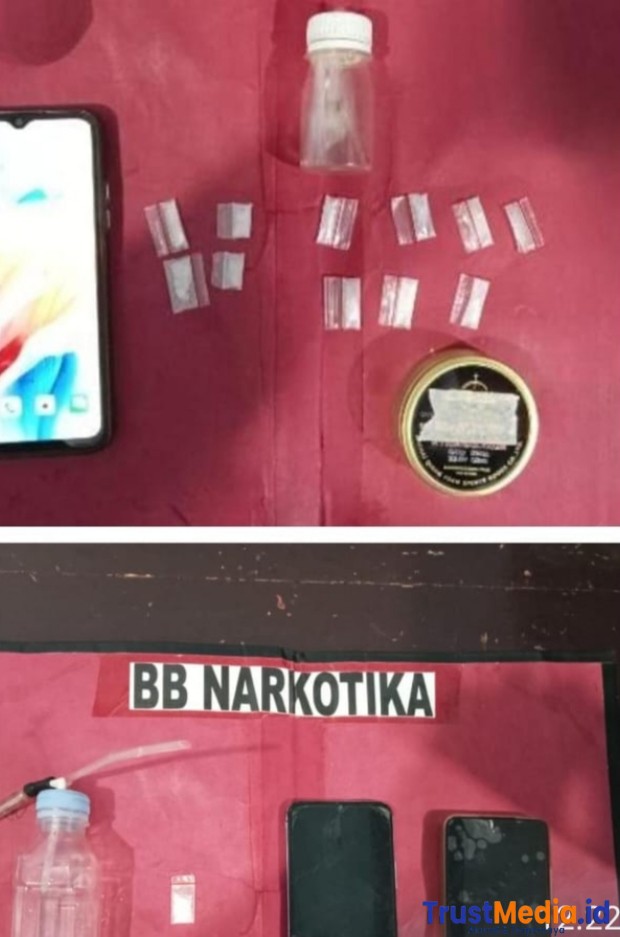 Polres Lamtim Amankan Tiga orang Tersangka penyalahguna narkotika.