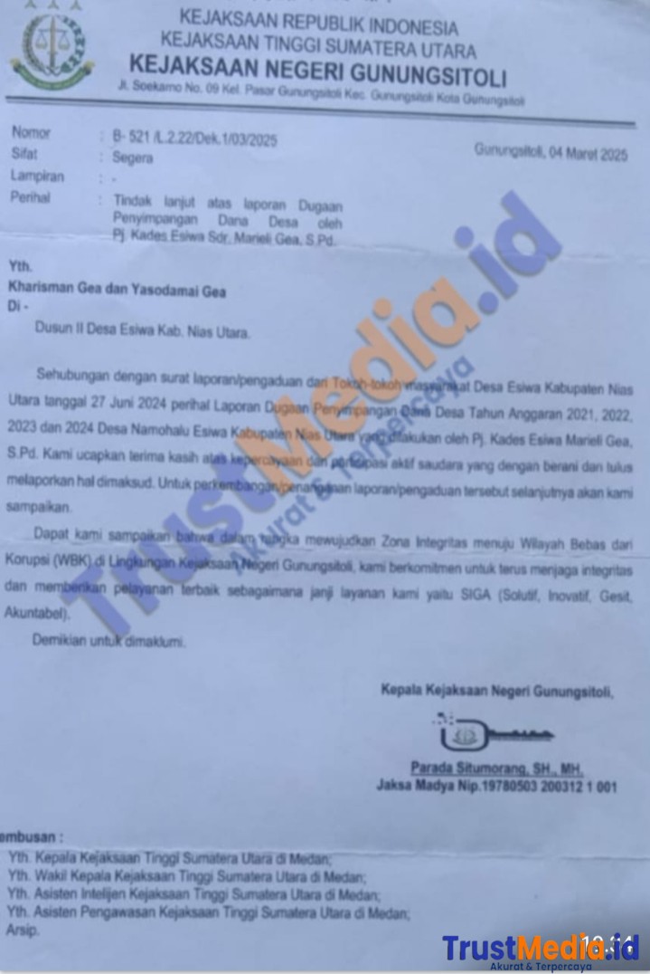 Dugaan Tindak Pidana Korupsi Dana Desa Esiwa Kecamatan Namehalu Esiwa Dari Tahun 2021 -2024 Mencapai 1 Miliar