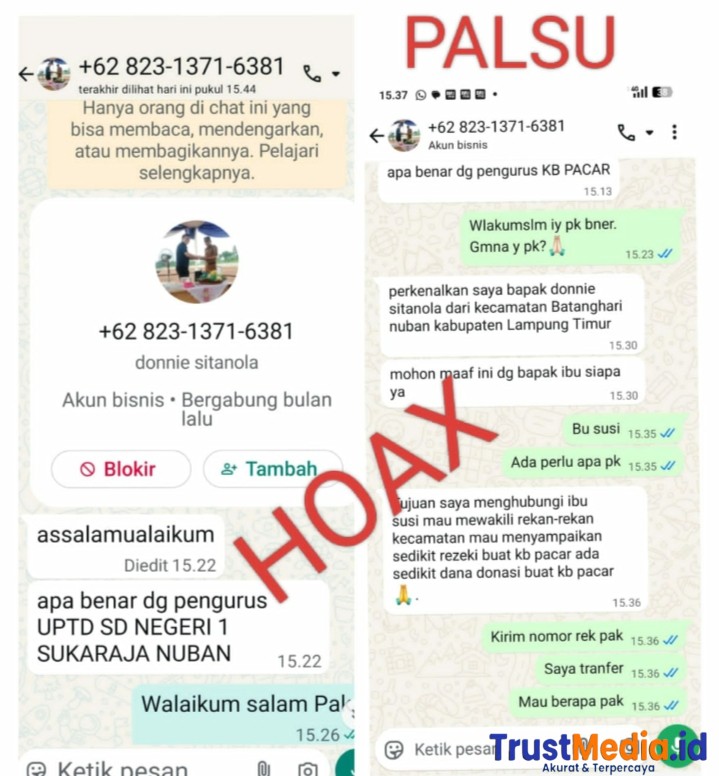 Waspada Penipuan Mengatasnamakan Kecamatan Batanghari Nuban, Camat Donie Tegaskan Itu Tidak Benar!