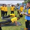 Enam Polsek dijajaran polres Lampung timur ikuti kegiatan tes Kesemaptaan jasmani dan beladiri berkala