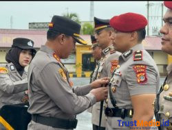 Kapolres Lhokseumawe Sampaikan Perintah dan Pimpin Upacara Sertijab Kasat Intelkam, Kasat Reskrim, dan Kapolsek Muara Batu