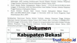 Kandidat Terkuat Sekda Kabupaten Bekasi diraih Endin Samsudin dengan nilai 87,35