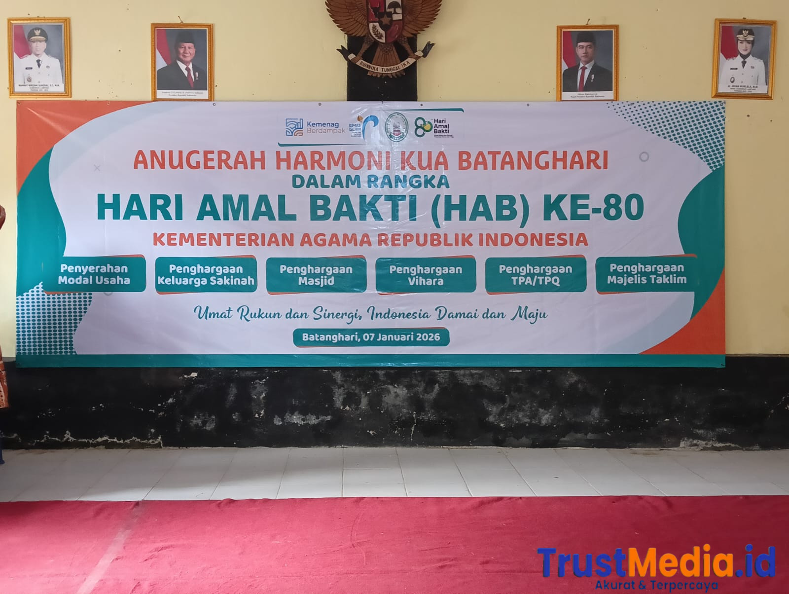 Anugrah Harmoni KUA Batanghari dalam rangka HAB hari Amal Bakti ke 80 Kementrian RI.