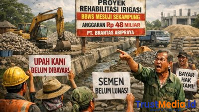 Proyek Rehabilitasi Irigasi Rp48 Miliar BBWS Mesuji Sekampung Disorot, Pekerja dan Pemasok Material Mengeluh Belum Dibayar