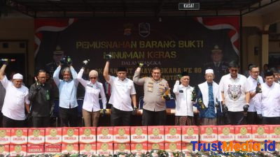 Rangkaian Hari Bhayangkara ke-80 Polresta Serang Kota Musnahkan Ribuan Botol Miras