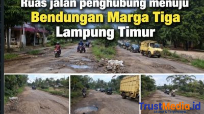 Warga Desak Pemprov Lampung Segera Perbaiki , Jalan Provinsi Penghubung Bendungan Marga Tiga Rusak Parah 