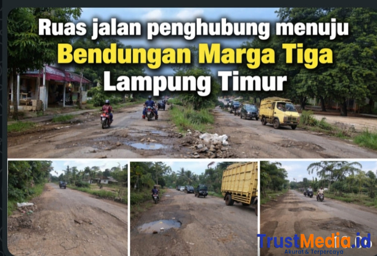 Warga Desak Pemprov Lampung Segera Perbaiki , Jalan Provinsi Penghubung Bendungan Marga Tiga Rusak Parah 