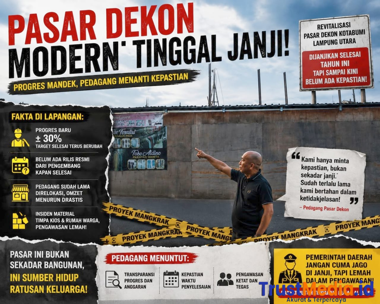 Pasar Dekon “Modern” Jalan di Tempat, Pedagang Kotabumi Menunggu Kepastian