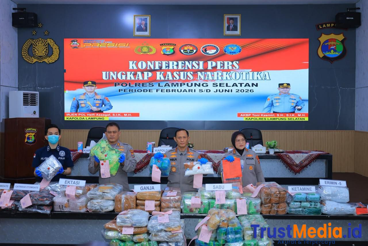 Polda Lampung Sita Narkoba Rp235 Miliar di Bakauheni, 24 Tersangka Pengedar Diamankan
