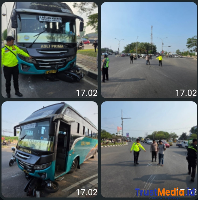Satlantas Polresta Serang Kota Tangani Kecelakaan Lalu Lintas di Simpang TL Palima